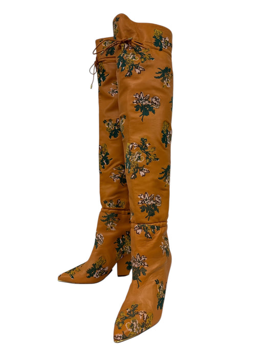 Tory Burch Shoe Size 6.5 Orange, Green & Multi Leather Over the Knee Boots Orange, Green & Multi / 6.5
