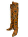 Tory Burch Shoe Size 6.5 Orange, Green & Multi Leather Over the Knee Boots Orange, Green & Multi / 6.5
