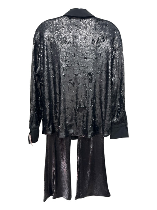 Future Collective Size S/4 Black Polyester Blend Sequin Button Front Pants Set Black / S/4