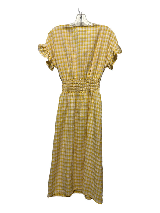 Max Studio Size XS Yellow & White Polyester Blend Short Sleeve Checkered Dress Yellow & White / XS