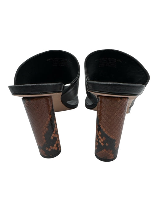 J Crew Shoe Size 8.5 Black & Brown Leather Upper Square Toe Thong Mule Sandals Black & Brown / 8.5