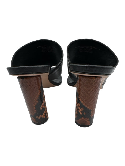 J Crew Shoe Size 8.5 Black & Brown Leather Upper Square Toe Thong Mule Sandals Black & Brown / 8.5