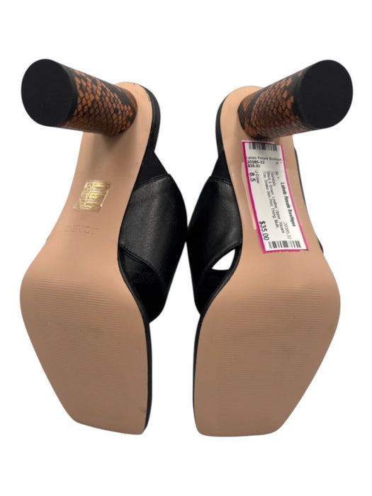 J Crew Shoe Size 8.5 Black & Brown Leather Upper Square Toe Thong Mule Sandals Black & Brown / 8.5