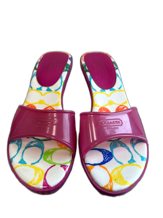 Coach Shoe Size 7 Pink PVC Jelly Slip On Kitten Heel Monogram footbed Sandals Pink / 7