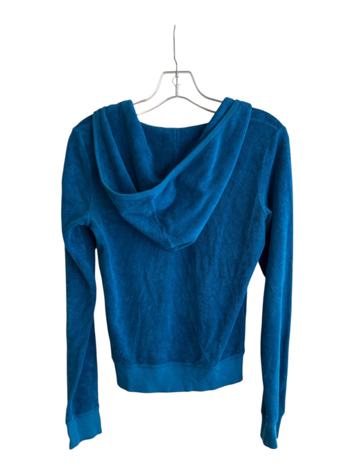 Juicy Couture Size M Blue Cotton Terry Cloth Long Sleeve Zip Front hood Jacket Blue / M