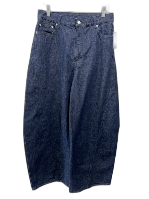 COS Size 27 Dark Wash Cotton Blend Mid Rise Barrel Leg Relaxed Jeans Dark Wash / 27