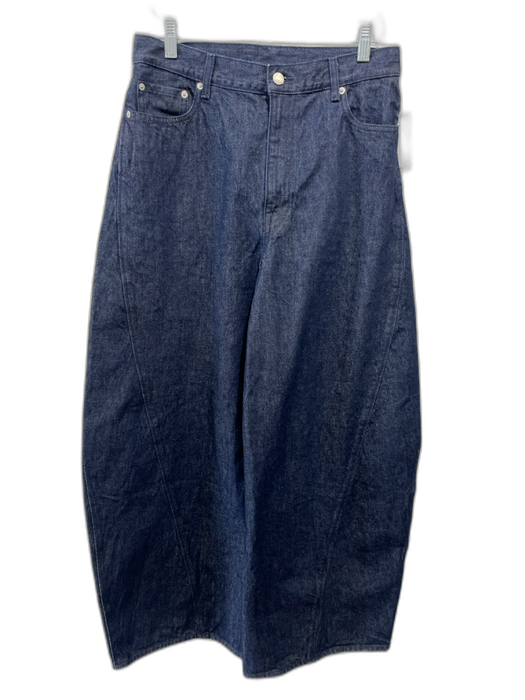 COS Size 27 Dark Wash Cotton Blend Mid Rise Barrel Leg Relaxed Jeans Dark Wash / 27