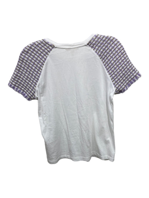Maje Size 1/S White, Purple, Taupe Cotton Knit Sleeve Short Sleeve Raglan Top White, Purple, Taupe / 1/S