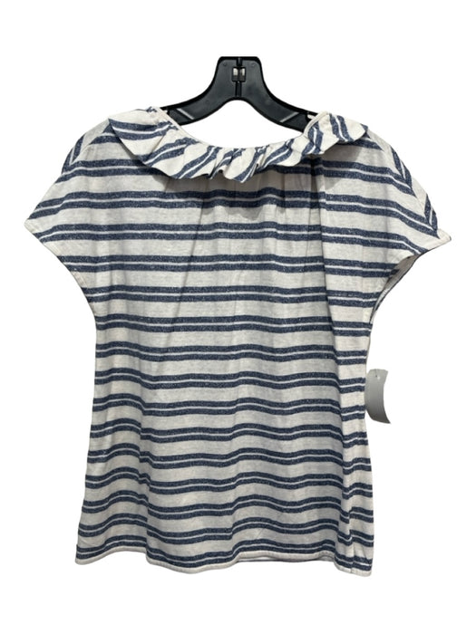 Ann Mashburn Size Small White & Blue Linen & Cotton Sleeveless Striped Top White & Blue / Small