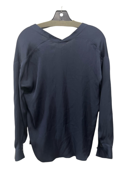 Vince Size 2 Navy Blue Silk V Neck Long Sleeve Top Navy Blue / 2