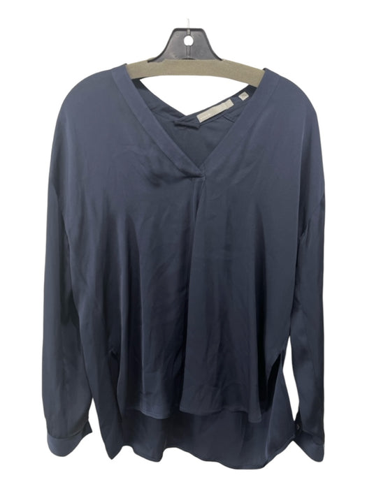 Vince Size 2 Navy Blue Silk V Neck Long Sleeve Top Navy Blue / 2