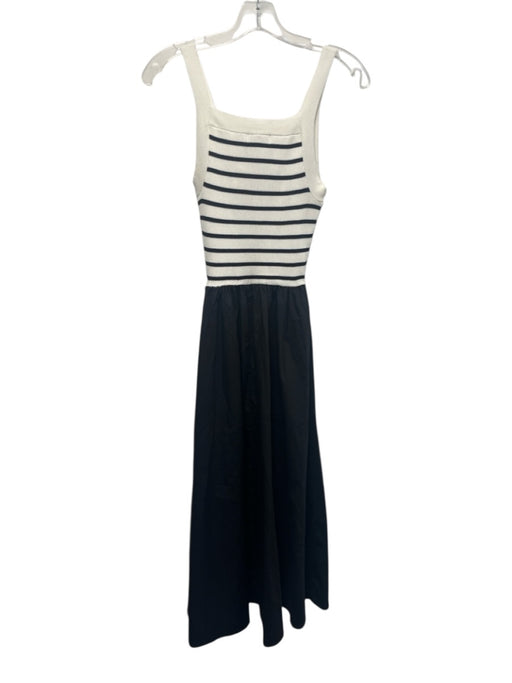 Moon River Size S Black & White Cotton Sleeveless Stripe Fabric Block Midi Dress Black & White / S