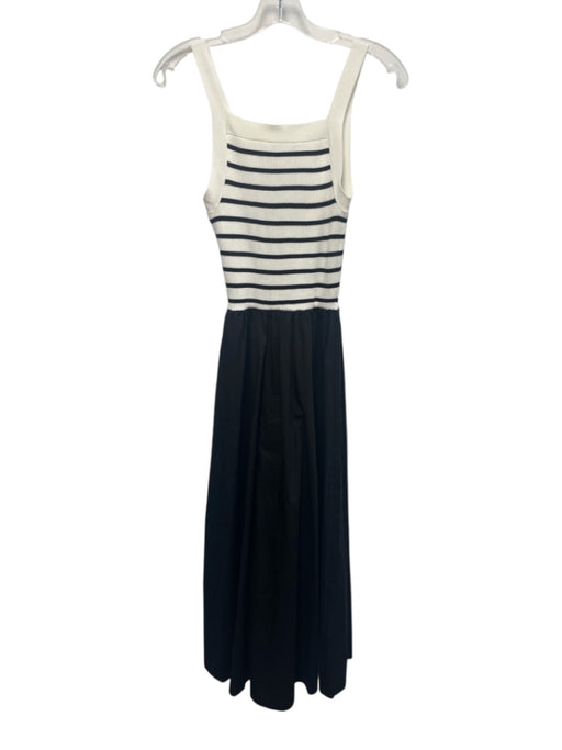 Moon River Size S Black & White Cotton Sleeveless Stripe Fabric Block Midi Dress Black & White / S