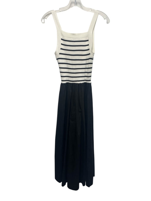 Moon River Size S Black & White Cotton Sleeveless Stripe Fabric Block Midi Dress Black & White / S