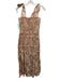 Love Shack Fancy Size XS Beige & Tan Cotton Sleeveless Floral Smocked Dress Beige & Tan / XS