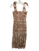 Love Shack Fancy Size XS Beige & Tan Cotton Sleeveless Floral Smocked Dress Beige & Tan / XS