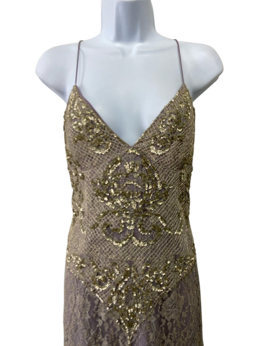 Nicole Miller Collection Size 6 Purple & Yellow Cotton Blend Lace Overlay Gown Purple & Yellow / 6
