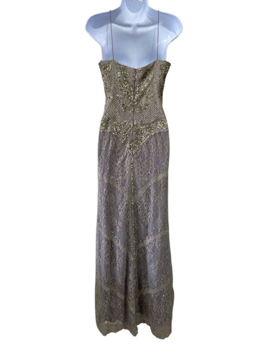 Nicole Miller Collection Size 6 Purple & Yellow Cotton Blend Lace Overlay Gown Purple & Yellow / 6