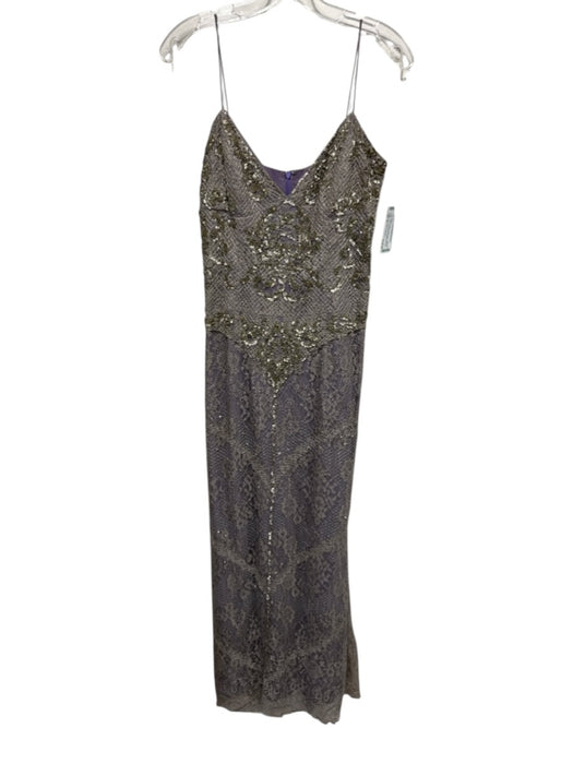 Nicole Miller Collection Size 6 Purple & Yellow Cotton Blend Lace Overlay Gown Purple & Yellow / 6