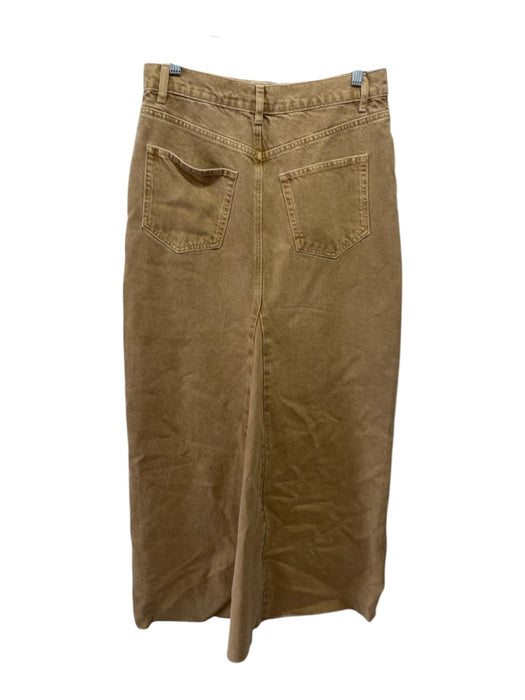 Reformation Jeans Size 27 Tan Brown Cotton Denim High Rise Front Slit Maxi Skirt Tan Brown / 27