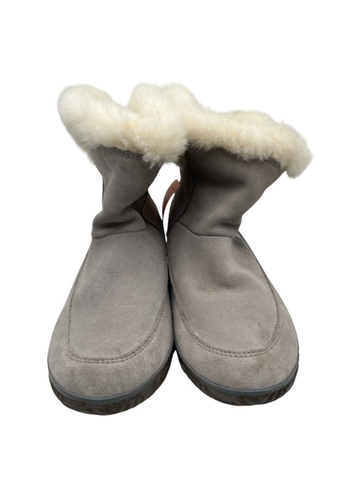 Sorel Shoe Size 11 Gray & White Suede & Fur Ankle Bootie Fur Lined Boots Gray & White / 11