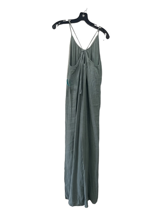 Lacausa Size M Green Cotton U Neck Spaghetti Strap Gauze Wide Leg Jumpsuit Green / M