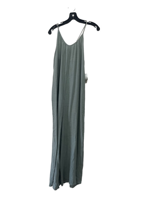 Lacausa Size M Green Cotton U Neck Spaghetti Strap Gauze Wide Leg Jumpsuit Green / M