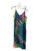 Lacausa Size M Blue & Multi Rayon Blend Tie Dye Spaghetti Strap V Neck Dress Blue & Multi / M