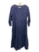 XiRENA Size XS Navy Blue & Purple Cotton Metallic Thread Stripe Surplice Dress Navy Blue & Purple / XS