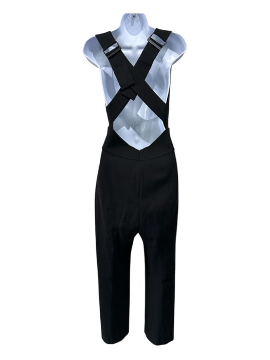 Tibi Size 8 Black Rayon Blend plunge pleat front Criss Cross Straps Jumpsuit Black / 8