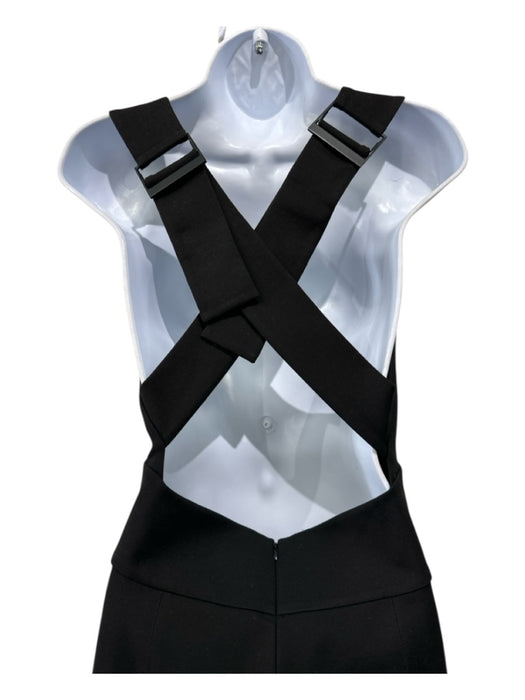 Tibi Size 8 Black Rayon Blend plunge pleat front Criss Cross Straps Jumpsuit Black / 8