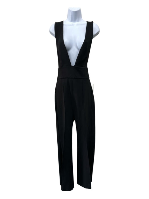 Tibi Size 8 Black Rayon Blend plunge pleat front Criss Cross Straps Jumpsuit Black / 8