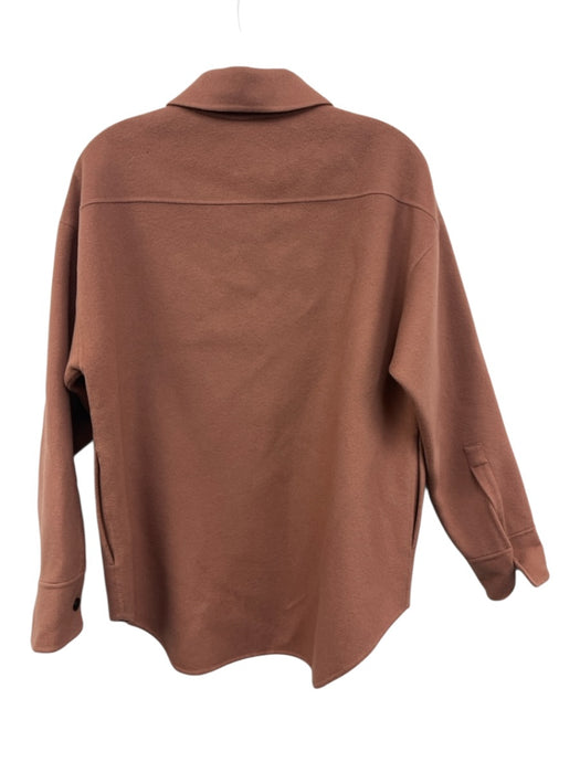 Theory Size P Taupe Wool Blend Button Front Long Sleeve Collar Jacket Taupe / P