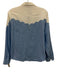 Nicoli Size M White & Blue Cotton Blend Colorblock Button Front Long Sleeve Top White & Blue / M