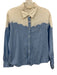 Nicoli Size M White & Blue Cotton Blend Colorblock Button Front Long Sleeve Top White & Blue / M