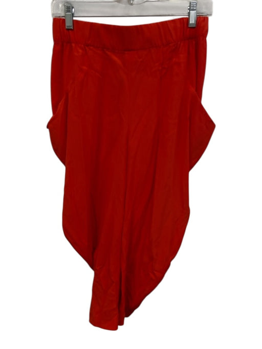 Maria Cornejo Size 4 Bright Orange Silk Blend Elastic Waist Pockets Capri Pants Bright Orange / 4