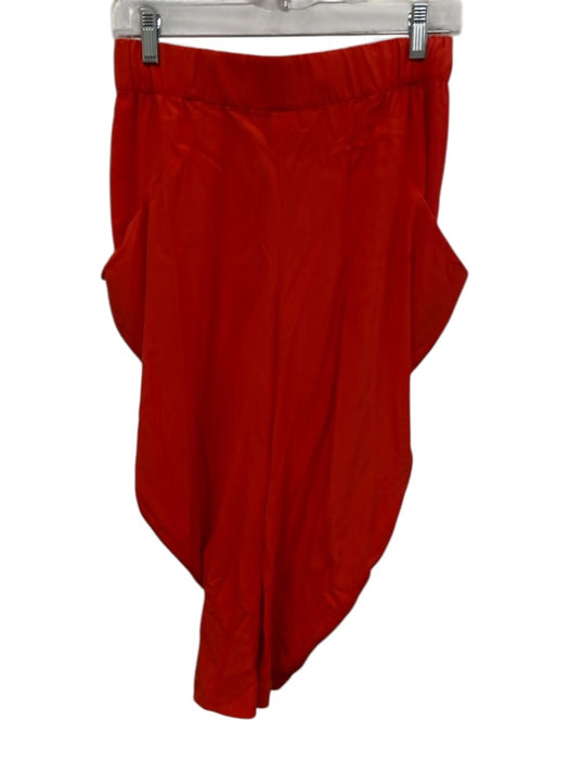 Maria Cornejo Size 4 Bright Orange Silk Blend Elastic Waist Pockets Capri Pants Bright Orange / 4