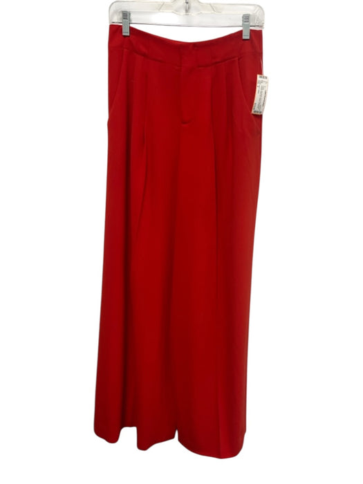 Alice + Olivia Size 4 Orange Poly Blend Zip & Hook Closure Pintuck Trouser Pants Orange / 4