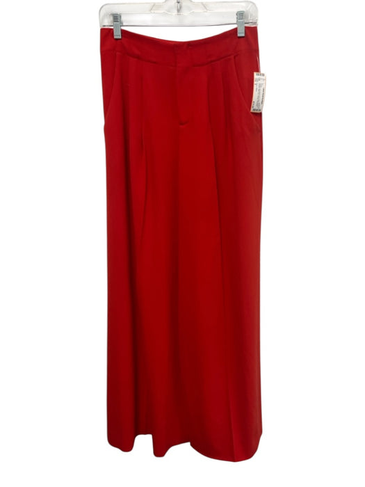 Alice + Olivia Size 4 Orange Poly Blend Zip & Hook Closure Pintuck Trouser Pants Orange / 4