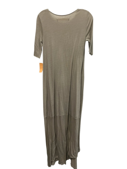 Raquel Allegra Size 0 Grey Cotton Blend Round Neck 1/2 Sleeve Maxi Dress Grey / 0