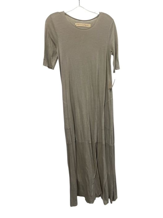 Raquel Allegra Size 0 Grey Cotton Blend Round Neck 1/2 Sleeve Maxi Dress Grey / 0