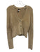 Vince Size S Tan Nylon Blend Button Front Fuzzy Long Sleeve V Neck Cardigan Tan / S