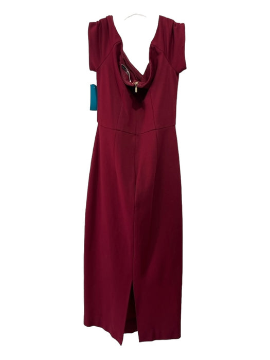 Trina Turk Size 4 Maroon Rayon Blend Off Shoulder Below knee Dress Maroon / 4