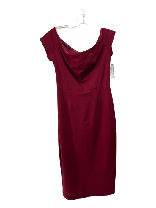 Trina Turk Size 4 Maroon Rayon Blend Off Shoulder Below knee Dress Maroon / 4