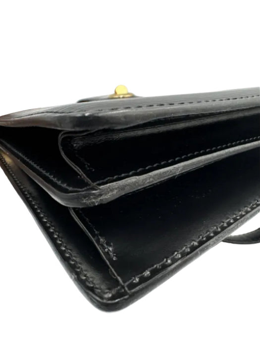 Louis Vuitton Black Leather Epi Gold Hardware Crossbody Bag