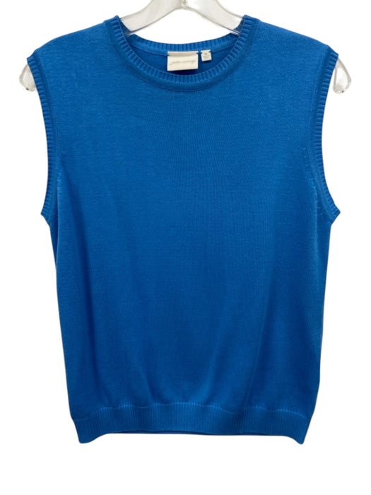 Julia Amory Size M Blue Cotton Blend Sleeveless Ribbed Hem Top Blue / M