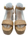 Larroude Shoe Size 8.5 Tan Straw open toe Ankle Buckle Platform Sandals Tan / 8.5