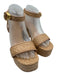 Larroude Shoe Size 8.5 Tan Straw open toe Ankle Buckle Platform Sandals Tan / 8.5
