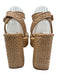 Larroude Shoe Size 8.5 Tan Straw open toe Ankle Buckle Platform Sandals Tan / 8.5