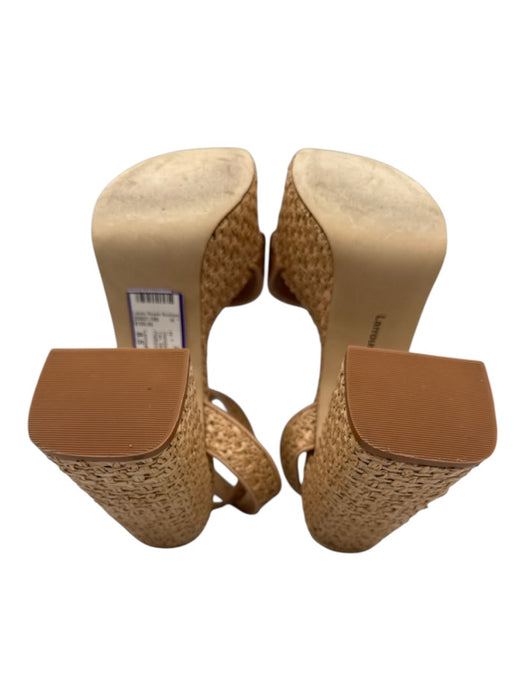Larroude Shoe Size 8.5 Tan Straw open toe Ankle Buckle Platform Sandals Tan / 8.5